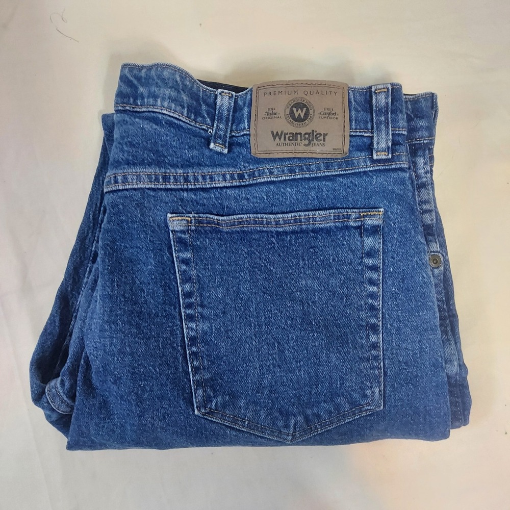 Wrangler Men's Authentic Jeans 38x29 Regular‎ Fit Blue Cotton Spandex